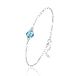 [Aquamarine] Bracelet en Argent et Perle de Cristal 8MM
