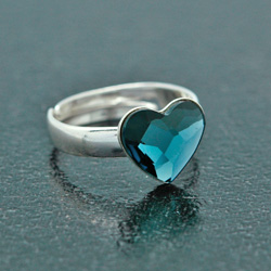 Bague Coeur en Argent et Cristal Denim Blue