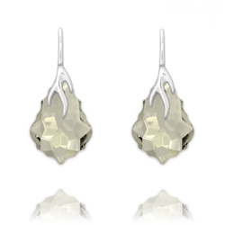 Boucles d'Oreilles �clair Baroque en Argent et Cristal Silver Shade
