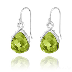 Boucles d'Oreilles Goutte en Argent et Cristal Vert