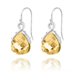 Boucles d'Oreilles Goutte en Argent et Cristal Champagne