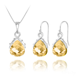 Parure en Cristal et Argent Parure Goutte en Argent et Cristal Champagne