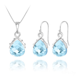 Parure en Cristal et Argent Parure Goutte en Argent et Cristal Bleu