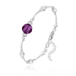 Bracelet en Cristal et Argent Bracelet en Argent et Perle 8MM de Cristal Améthyste
