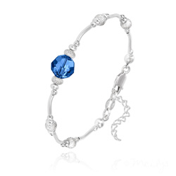 Bracelet en Cristal et Argent Bracelet en Argent et Perle 8MM de Cristal Capri Blue