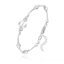 Bracelet en Cristal et Argent Bracelet en Argent et Perle 8MM de Cristal Blanc
