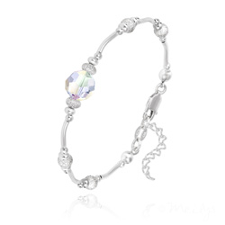 Bracelet en Cristal et Argent Bracelet en Argent et Perle 8MM de Cristal Aurore Boréale