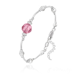 Bracelet en Cristal et Argent Bracelet en Argent et Perle 8MM de Cristal Light Rose