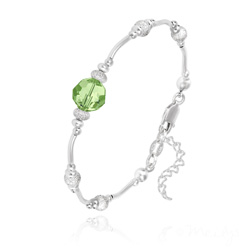 Bracelet en Cristal et Argent Bracelet en Argent et Perle 8MM de Cristal Vert Péridot