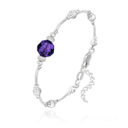 Bracelet en Cristal et Argent Bracelet en Argent et Perle 8MM de Cristal Purple Velvet