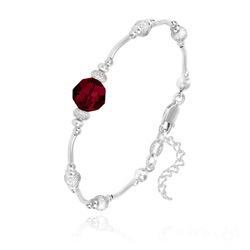 Bracelet en Cristal et Argent Bracelet en Argent et Perle 8MM de Cristal Rouge Siam