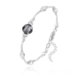 Bracelet en Cristal et Argent Bracelet en Argent et Perle 8MM de Cristal Silver Night