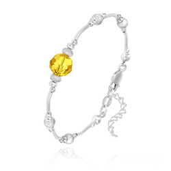 Bracelet en Cristal et Argent Bracelet en Argent et Perle 8MM de Cristal Jaune Sunflower
