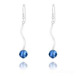 Boucles d'Oreilles en Argent Torsad� et Perle de Cristal Capri Blue
