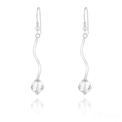 Boucles d'Oreilles en Argent Torsad� et Perle de Cristal Blanc