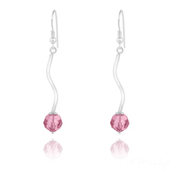 Boucles d'Oreilles en Argent Torsad� et Perle de Cristal Light Rose