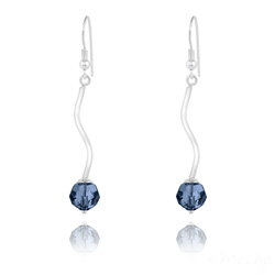 Boucles d'Oreilles en Argent Torsad� et Perle de Cristal Montana