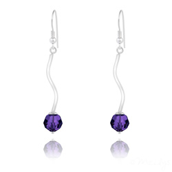 Boucles d'Oreilles en Argent Torsad� et Perle de Cristal Purple Velvet