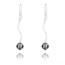 Boucles d'Oreilles en Argent Torsad� et Perle de Cristal Silver Night