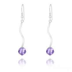 Boucles d'Oreilles en Argent Torsad� et Perle de Cristal Tanzanite