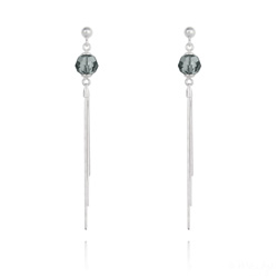 Boucles d'Oreilles Pompon Pearl en Argent et Cristal Black Diamond