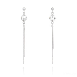 Boucles d'Oreilles Pompon Pearl en Argent et Cristal Blanc