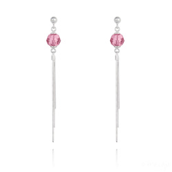 Boucles d'Oreilles Pompon Pearl en Argent et Cristal Light Rose