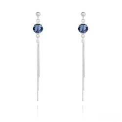 Boucles d'Oreilles Pompon Pearl en Argent et Cristal Bleu Montana
