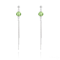 Boucles d'Oreilles Pompon Pearl en Argent et Cristal Vert P�ridot