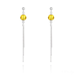 Boucles d'Oreilles Pompon Pearl en Argent et Cristal Jaune Sunflower