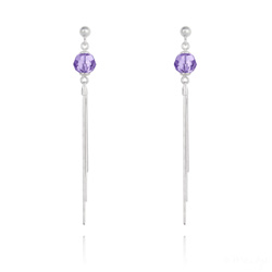 Boucles d'Oreilles Pompon Pearl en Argent et Cristal Tanzanite