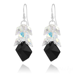 Boucles d'Oreilles Cosmic Grapes en Argent et Cristal Noir et Blanc AB