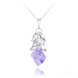 Collier en Cristal et Argent Sautoir Cosmic Grapes en Argent et Cristal Violet