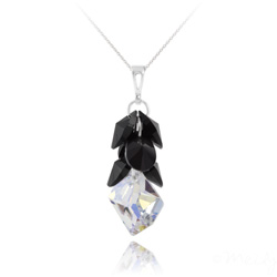 Collier en Cristal et Argent Sautoir Cosmic Grapes en Argent et Cristal Noir