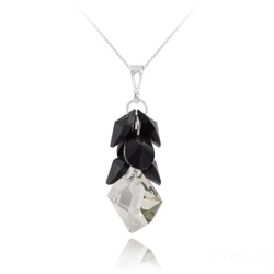Collier en Cristal et Argent Sautoir Cosmic Grapes en Argent et Cristal Noir