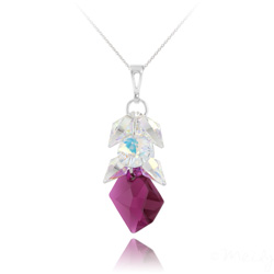 Collier en Cristal et Argent Sautoir Cosmic Grapes en Argent et Cristal Ruby