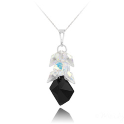 Collier en Cristal et Argent Sautoir Cosmic Grapes en Argent et Cristal Noir
