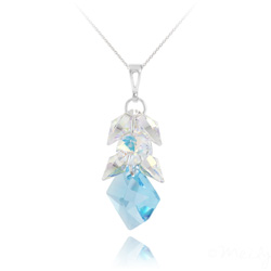 Sautoir Cosmic Grapes en Argent et Cristal Bleu
