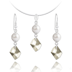 Parure en Cristal et Argent Parure Cosmic Pearl en Argent et Cristal Silver Shade