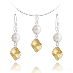 Parure en Cristal et Argent Parure Cosmic Pearl en Argent et Cristal Champagne