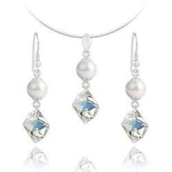 Parure Cosmic Pearl en Argent et Cristal Aurore Bor�ale
