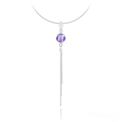 Collier en Cristal et Argent Collier Pompon Pearl en Argent et Cristal Tanzanite