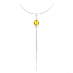 Collier en Cristal et Argent Collier Pompon Pearl en Argent et Cristal Jaune Sunflower