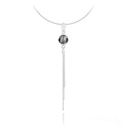 Collier en Cristal et Argent Collier Pompon Pearl en Argent et Cristal Silver Night