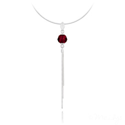 Collier en Cristal et Argent Collier Pompon Pearl en Argent et Cristal Rouge Siam