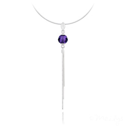 Collier en Cristal et Argent Collier Pompon Pearl en Argent et Cristal Purple Velvet