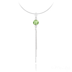 Collier en Cristal et Argent Collier Pompon Pearl en Argent et Cristal Vert P�ridot