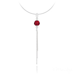 Collier en Cristal et Argent Collier Pompon Pearl en Argent et Cristal Rouge Light Siam