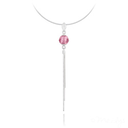 Collier Pompon Pearl en Argent et Cristal Light Rose