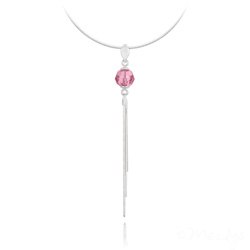 Collier en Cristal et Argent Collier Pompon Pearl en Argent et Cristal Light Rose